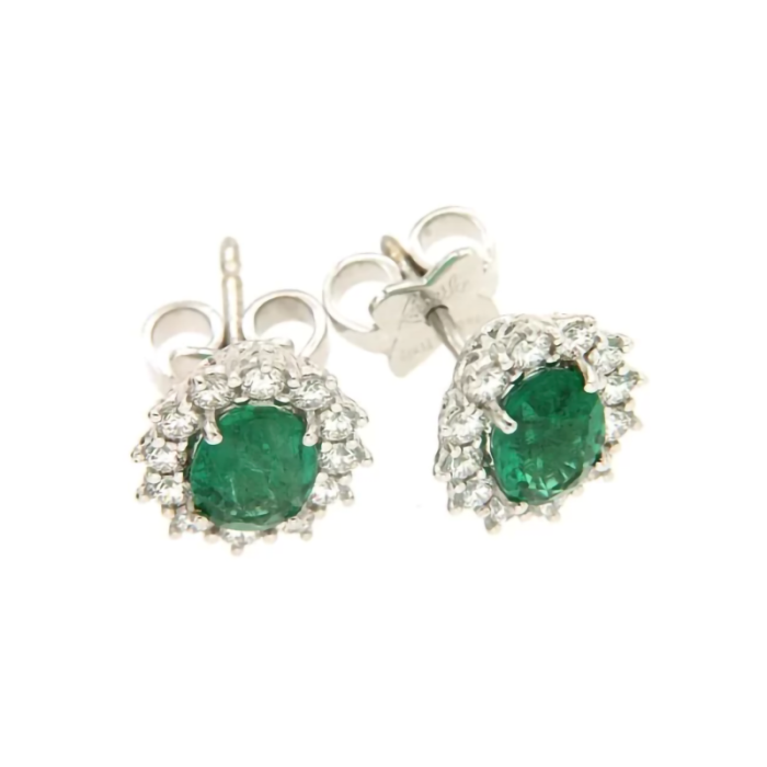 Earrings Woman in Emerald and Diamonds E79PN001/SM035