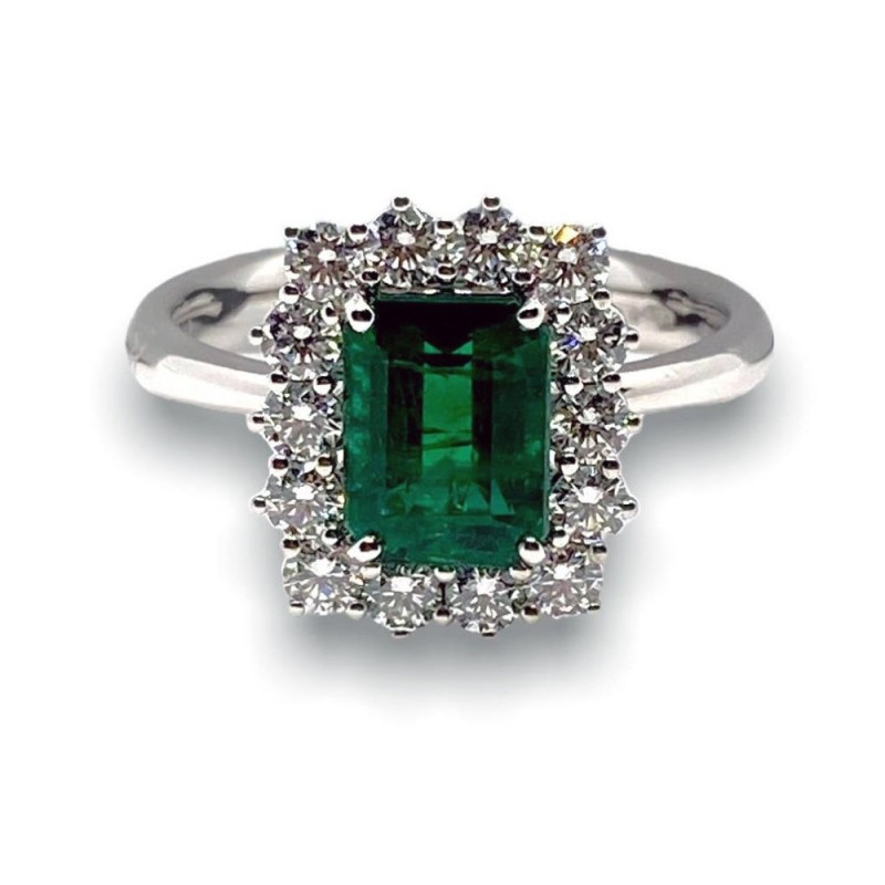Recarlo Women's Ring with Emerald and Diamonds R79CC057/SM050