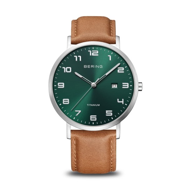 Orologio uomo al quarzo Bering Titanium 18640-568 Verde