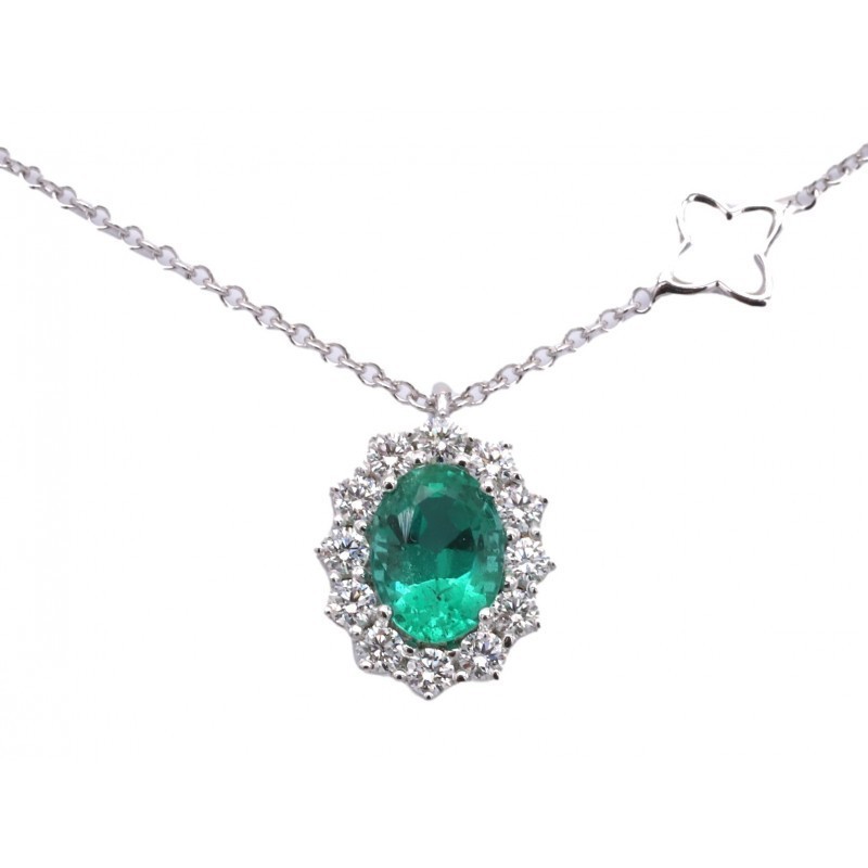 Recarlo Women's Pendant with Emerald and Diamonds P79CC001/SM025