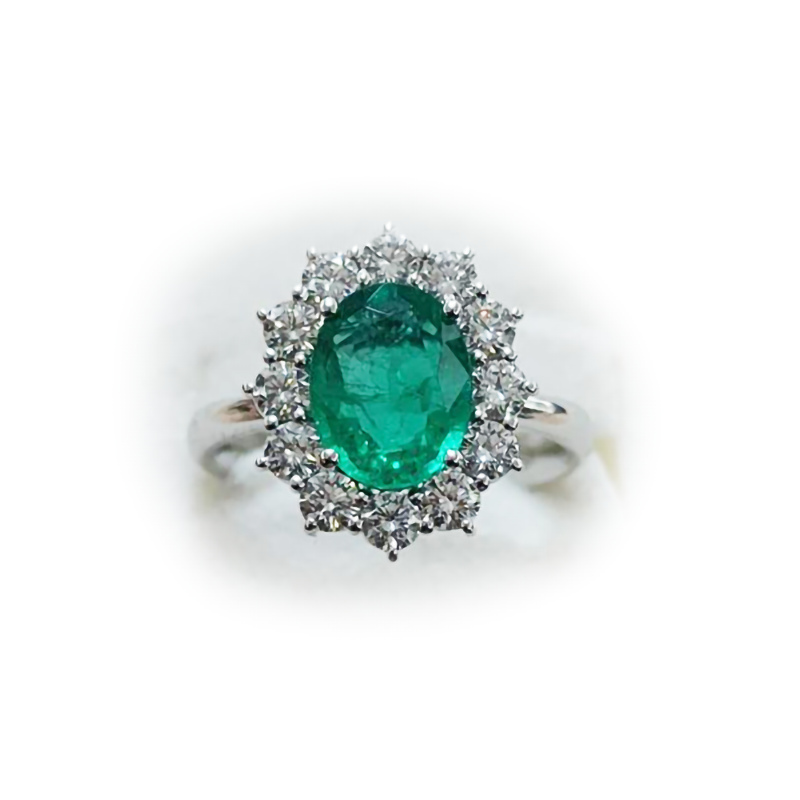 Women's Ring with Emerald and Diamonds R79CC074/SM040