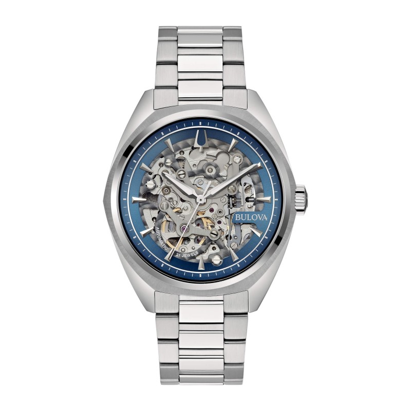Men's mechanical watch Bulova Surveyor Skeleton 96A292 Blue