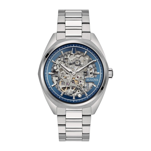 Men's mechanical watch Bulova Surveyor Skeleton 96A292 Blue