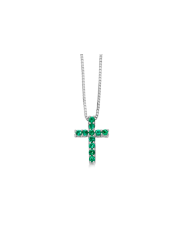 Necklace with cross Miluna in white gold and emeralds CLD4261