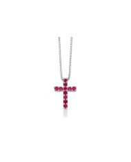 Necklace with cross Miluna in white gold and rubies CLD4262