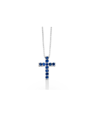 Miluna cross necklace in white gold and sapphires CLD4263