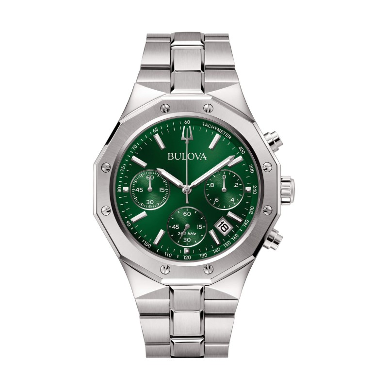 High Precision Men Quartz Chronograph Bulova Octagon 96B409 Green