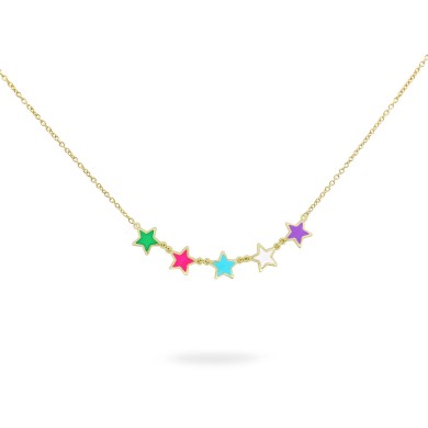 Round neck Rue des Mille with 5 colorful stars Colorfun GR-023 STE