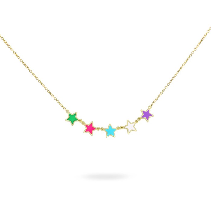 Round neck Rue des Mille with 5 colorful stars Colorfun GR-023 STE