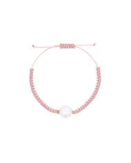 Bracciale in tessuto rosa Rue des Mille con perla Whiteside BR-019 M4B