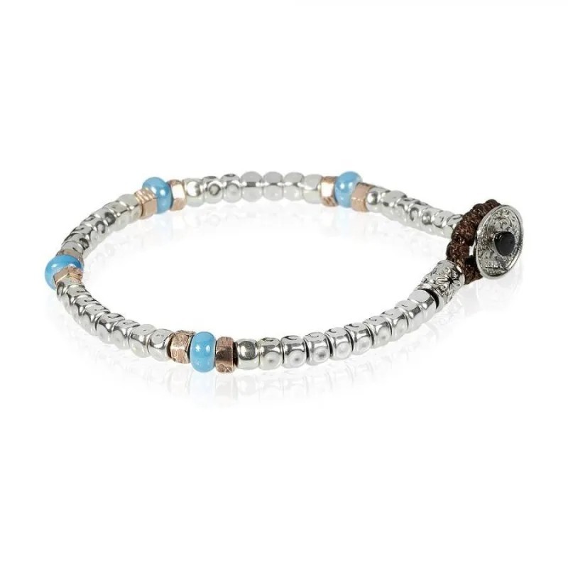 Men's Bracelet Gerba Silver and Turquoise Stones Silver Collection BRN03