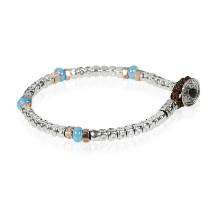 Men's Bracelet Gerba Silver and Turquoise Stones Silver Collection BRN03