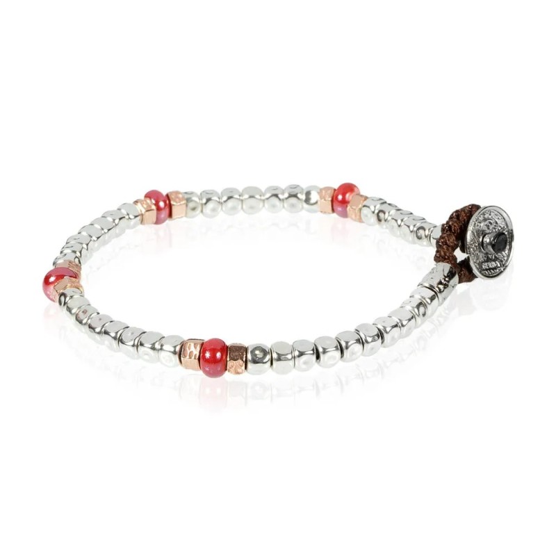 Men's Bracelet Gerba silver and red murrine Silver Ceramic BRN02