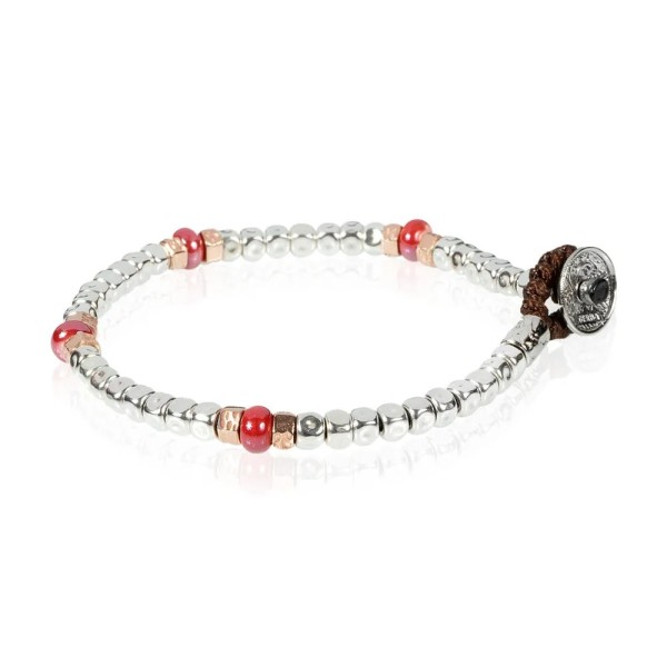 Bracciale uomo Gerba in argento e murrina rossa Silver Ceramic BRN02