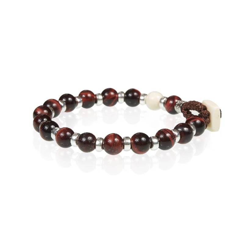 Men's Bracelet Gerba Lab 091 in Mother of Pearl Red Stones