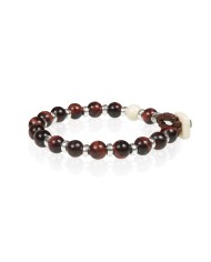 Men's Bracelet Gerba Lab 091 in Mother of Pearl Red Stones
