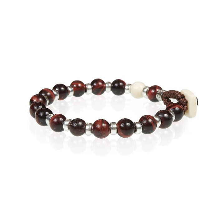 Men's Bracelet Gerba Lab 091 in Mother of Pearl Red Stones