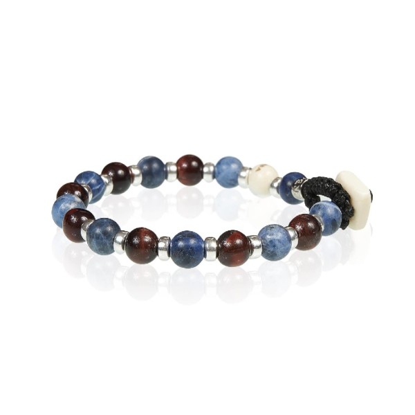 Bracciale uomo Gerba LAB 093 con pietre Occhio di Tigre rosse e blu