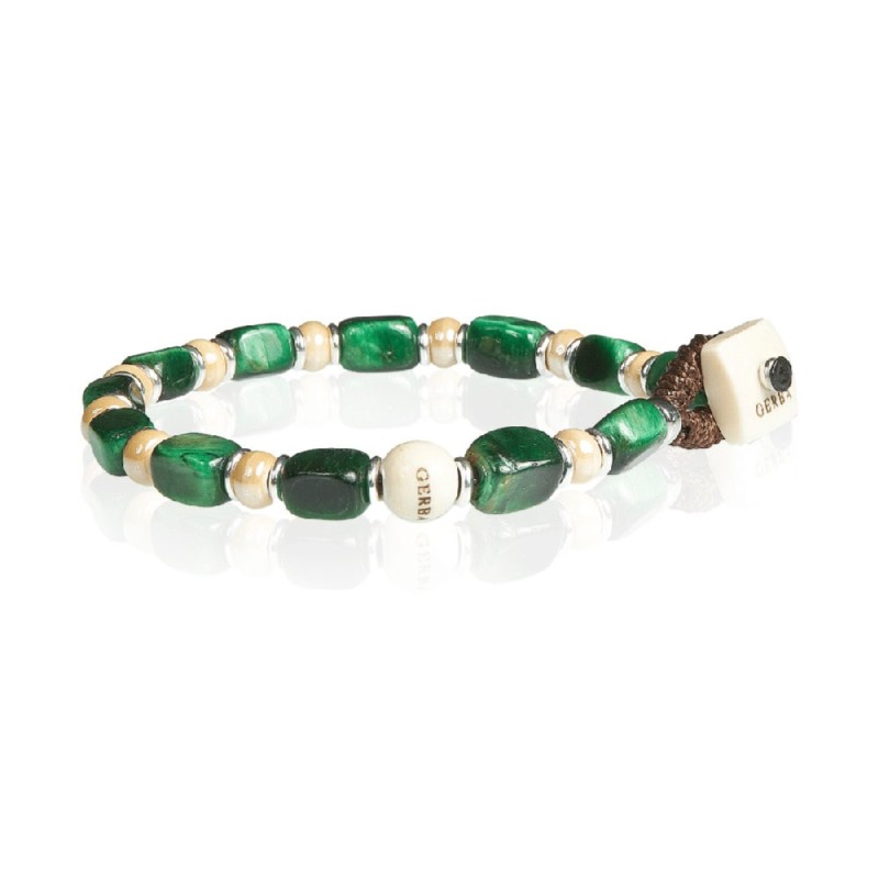 Bracelet man Gerba Strange Stone 04 with green stones and ceramics