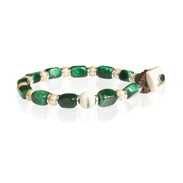 Bracciale uomo Gerba Strange Stone 04 con pietre verdi e ceramica