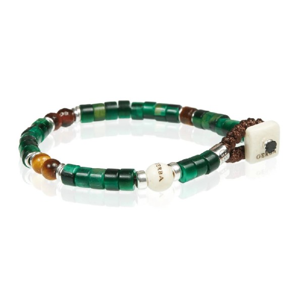 Bracciale uomo Gerba WG02 con pietre dure e murrine verdi