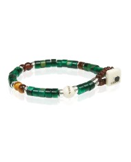 Men's Bracelet Gerba WG02 with hard stones and green murrine