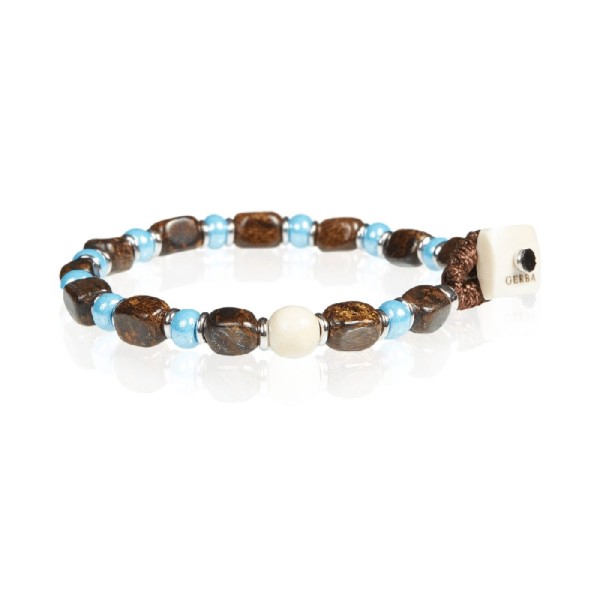 Bracciale uomo Gerba Strange Stone 05 con bronzite e murrina celeste