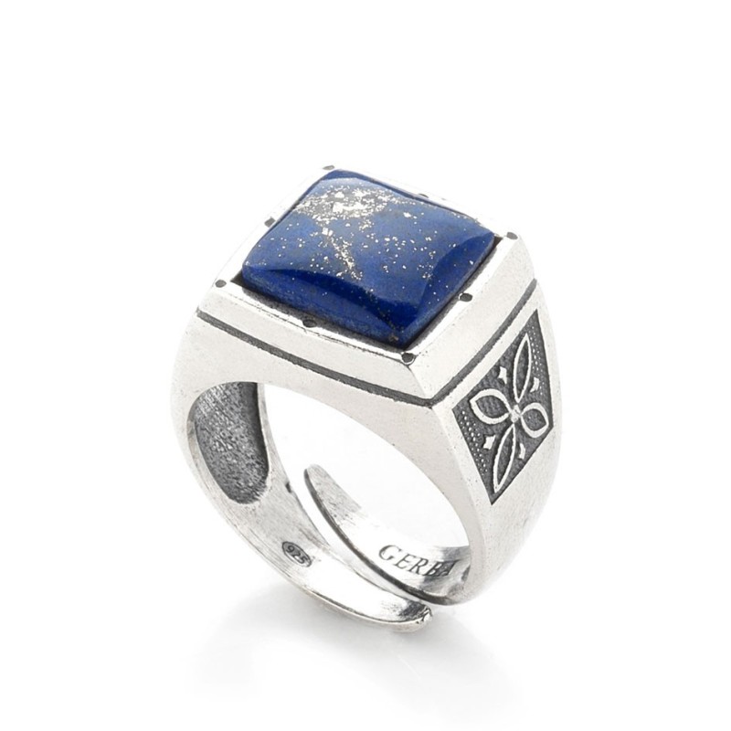 Men's Ring Gerba Chevalier with Stone Lapis Blue 203/7