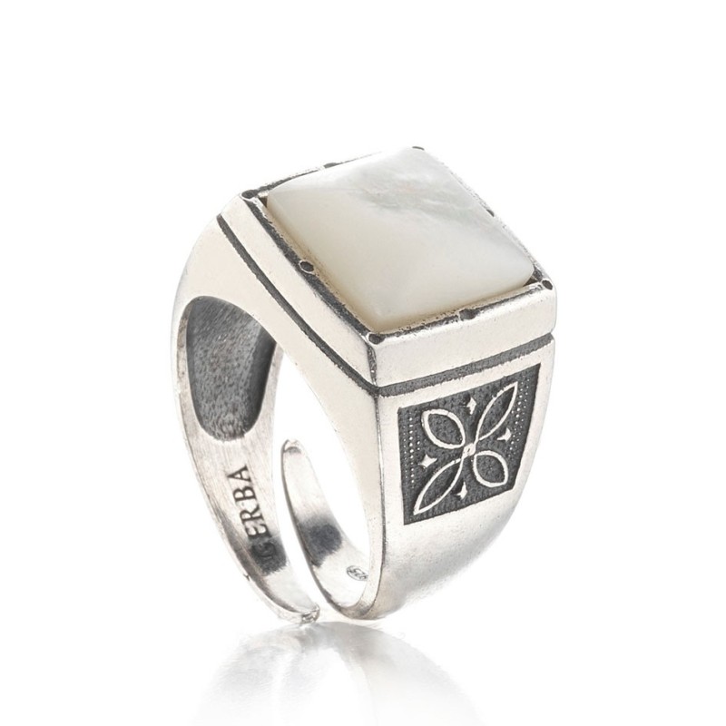 Men's Ring Gerba Chevalier with Stone Mother of Pearl marble 203/10