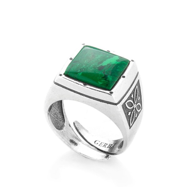 Anello uomo Gerba Chevalier con pietra malachite verde 203/9 Anello uomo Gerba Chevalier con pietra malachite verde 203/9