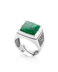 Men's ring Gerba Chevalier with green malachite stone 203/9