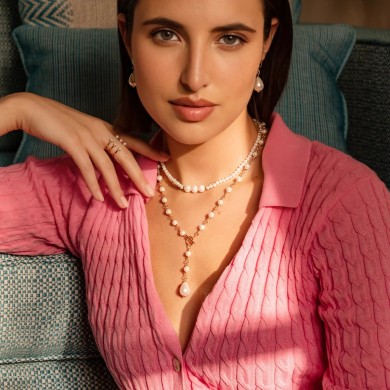 Girocollo donna Rue des Mille T-bar con perla a goccia GR-019 M5