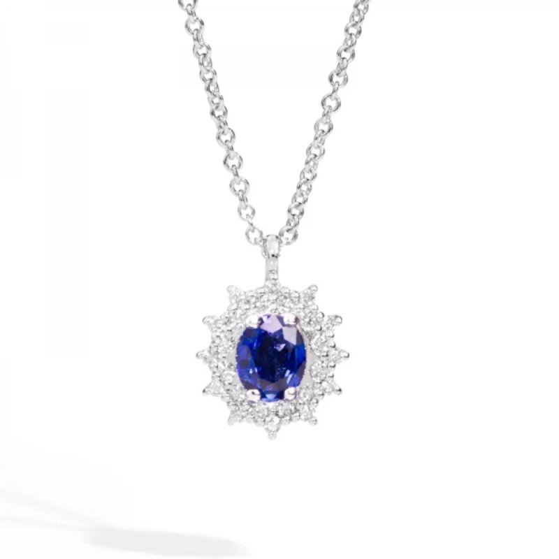 Recarlo Pendant Woman Camelia with Sapphire and Diamonds P77CC001/ZB-45
