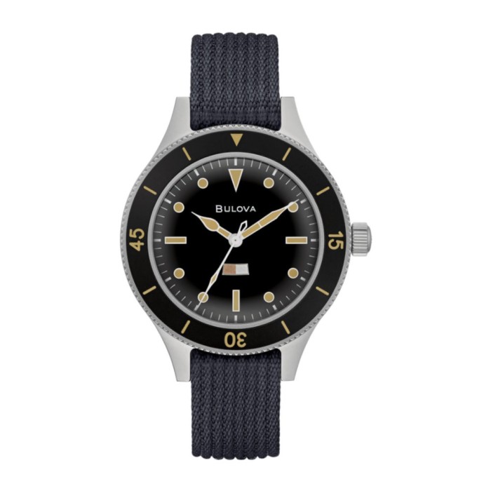 Men's Automatic Watch Bulova Military Ship 98A266 Black