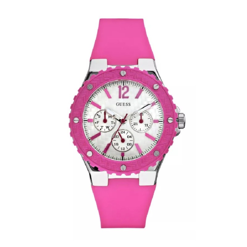 Cronografo donna al quarzo Guess Overdrive W90084L2 Bianco e fucsia