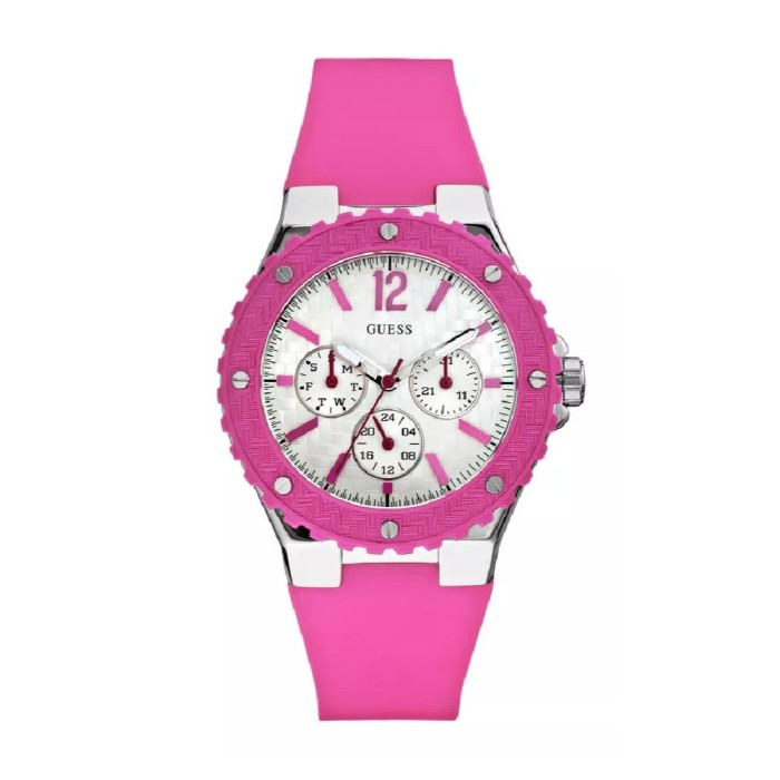 Cronografo donna al quarzo Guess Overdrive W90084L2 Bianco e fucsia