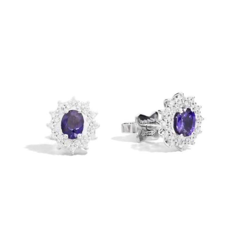 Earrings Recarlo White gold Camelia with sapphire and diamonds E77CC001/ZB