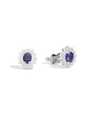 Earrings Recarlo White gold Camelia with sapphire and diamonds E77CC001/ZB