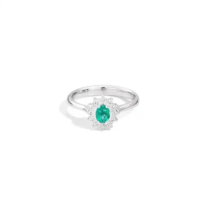 Ring woman Recarlo Camellia with emerald and diamonds R77CC001/SM-14