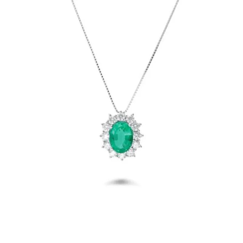 Women's Pendant Recarlo with emerald and diamonds P79CC001/SM050-45