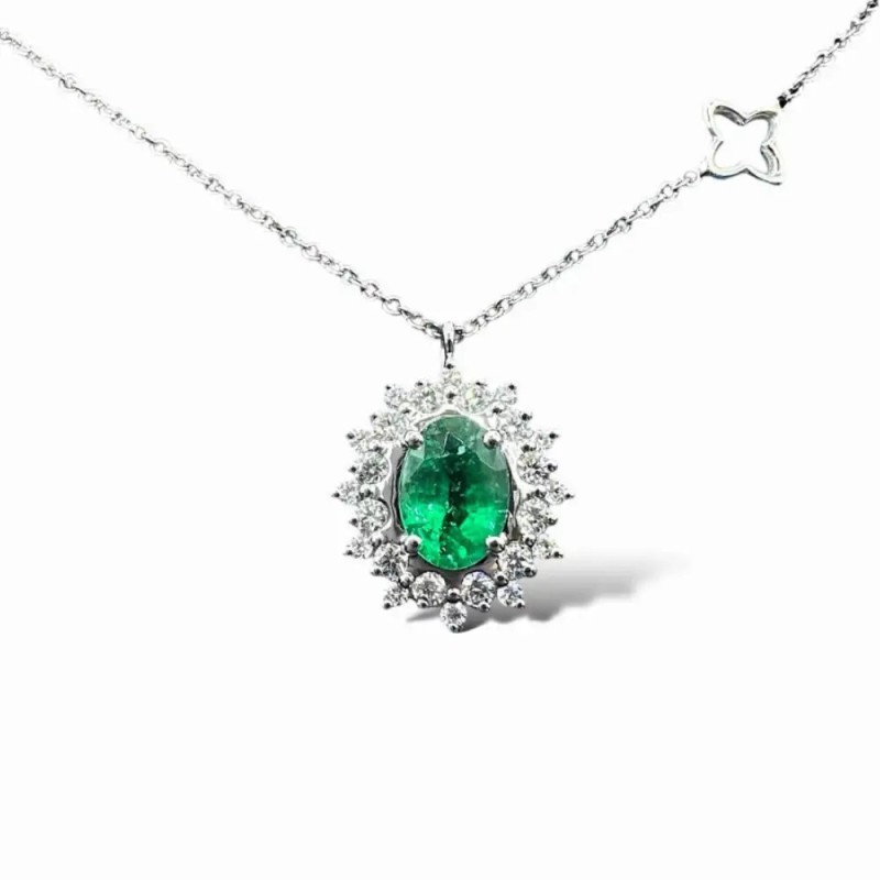 Women's Pendant Recarlo Anniversary with emerald and diamonds P79CC125/SM045-45