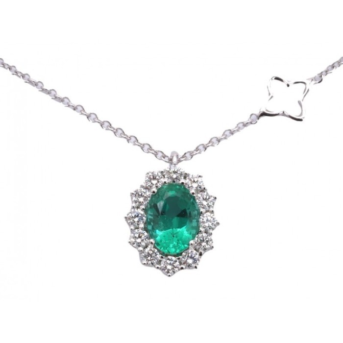 Women's Pendant Recarlo with emerald and diamonds P79CC001/SM025-45