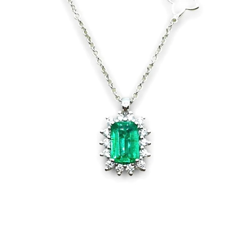 Women's Pendant Recarlo with emerald and diamonds P03CC167/SM040-45