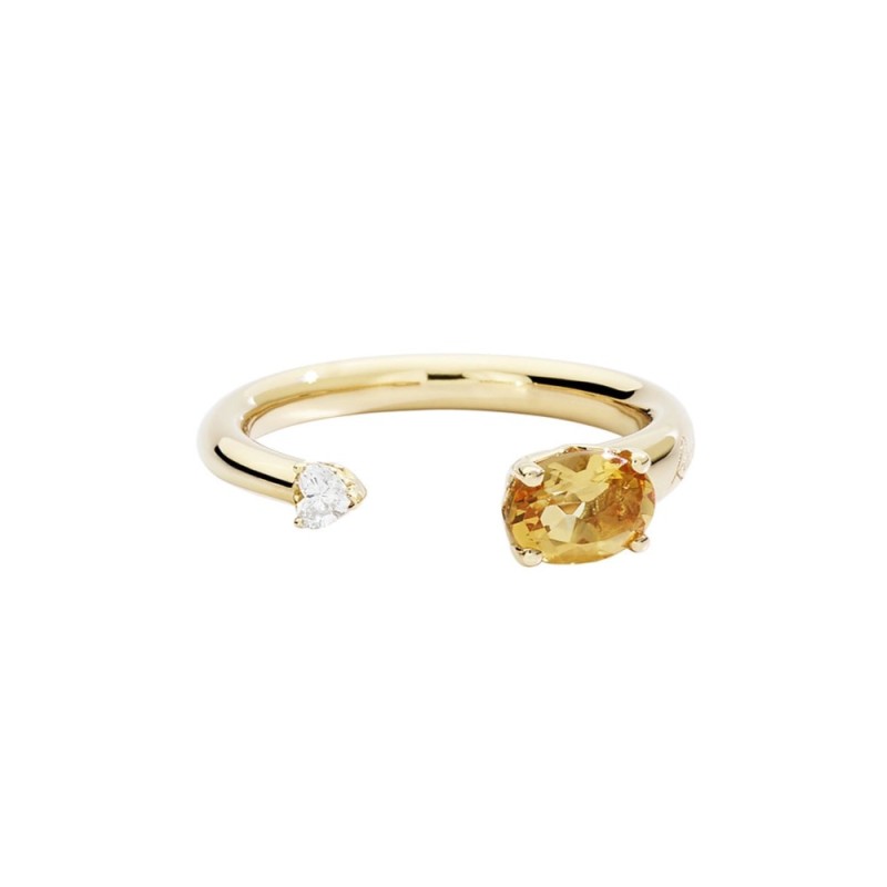 Ring Recarlo yellow gold with brilliant and yellow citrine R86FN021/GCTG-13