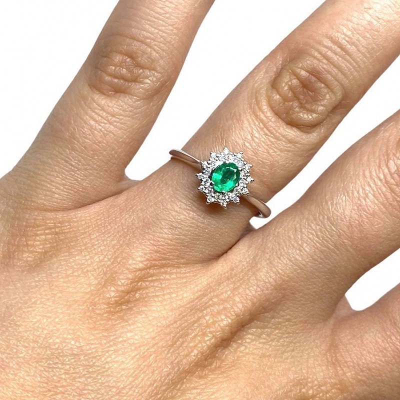 Recarlo Women's Ring with Emerald and Diamonds R77CC001/SM-12