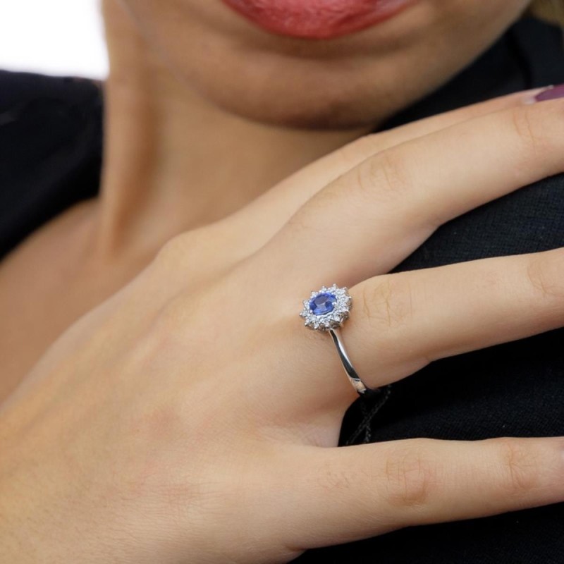 Recarlo Women's Ring with Sapphire and Diamonds R77CC001/ZB-13