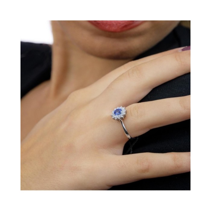 Recarlo Women's Ring with Sapphire and Diamonds R77CC001/ZB-13