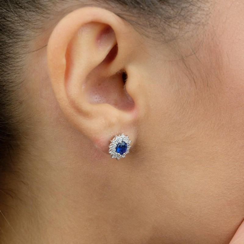 Recarlo Women's Earrings With Sapphires and Diamonds E77CC001/ZB