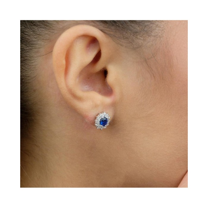 Recarlo Women's Earrings With Sapphires and Diamonds E77CC001/ZB