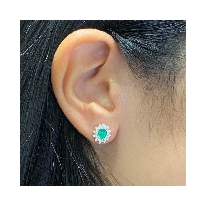 Recarlo Lady Earrings Emeralds and Diamonds E77CC001/SM